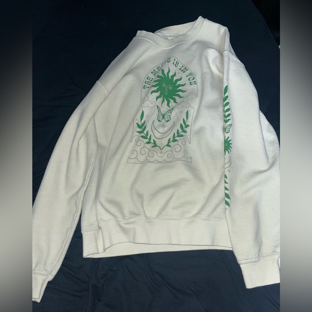 PacSun PS/LA Women crewneck sweatshirt cream/green size Small